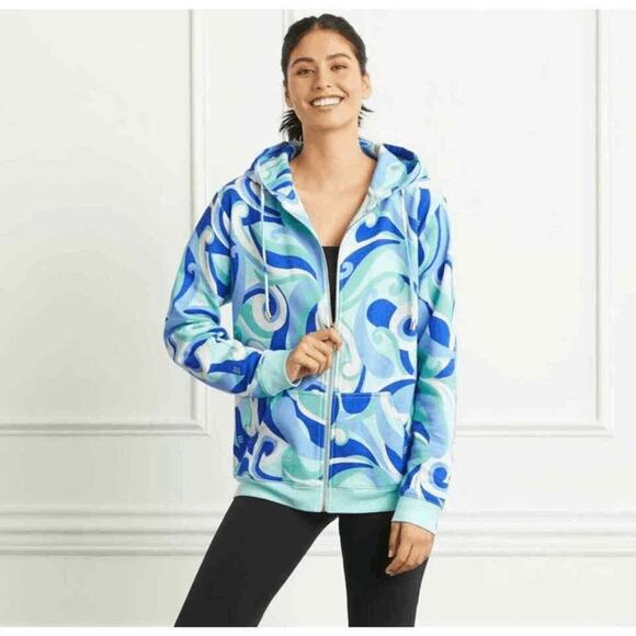 NWT Hill House Ocean Kaleidoscope The Allie Zip-Up Hoodie Hoodie Jacket Size M - Picture 2 of 10